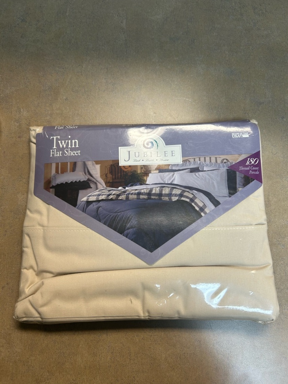 Twin Flat Sheet 50% Cotton 50% Polyester By Jubilee 180 Thread Count Travertine